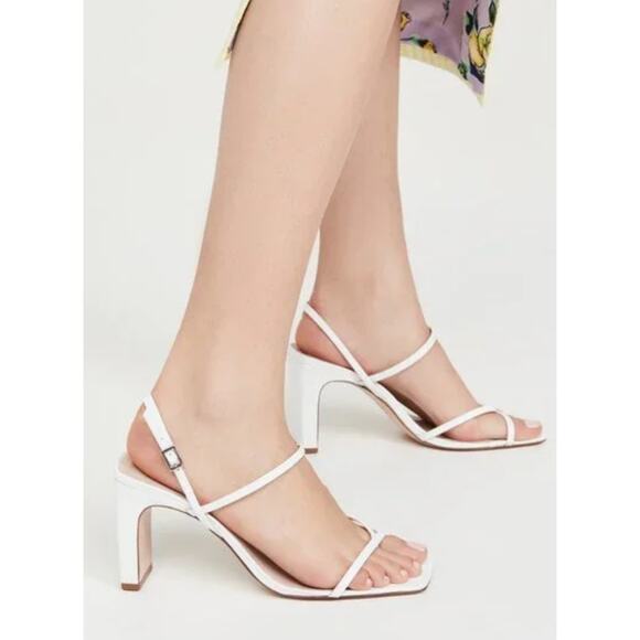 SCHUTZ Amaia White Leather Square Toe Heels - Picture 2 of 10